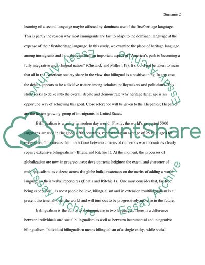 Retention of Heritage Language as a Means of Encouraging Bilingual Education Among Immigrants