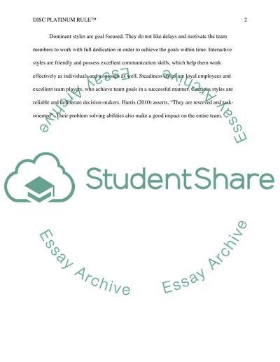 DISC Platinum Rule Profile Assessment Pt.2