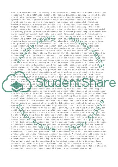 The reasons for owning a franchise