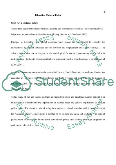 Education Cultural Policy