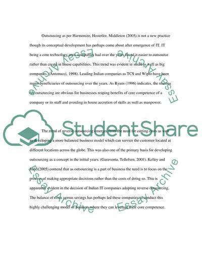 Reverse Offshoring from India