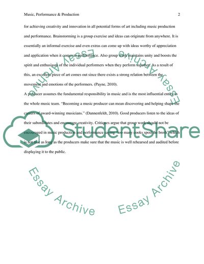 Music, Performance & Production