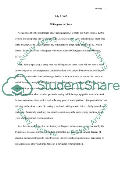 Willingness to Listen