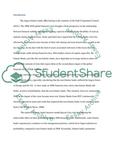 The Effects of Financial Crisis on Islamic Banking