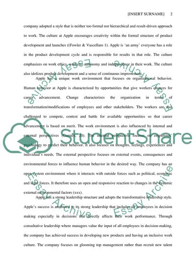 An Analysis of Apples Organizational Behavior