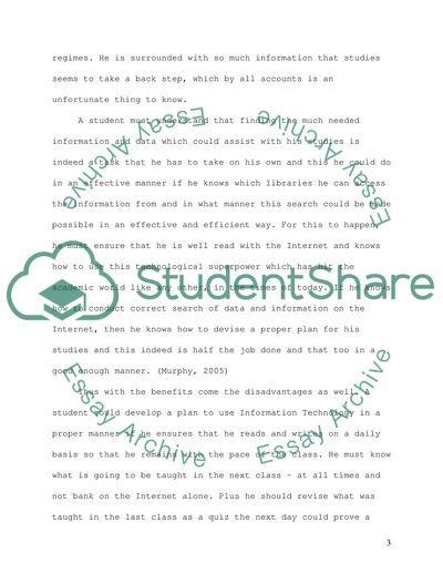 Discuss the advantages and disadvantages of using information technology for student learning