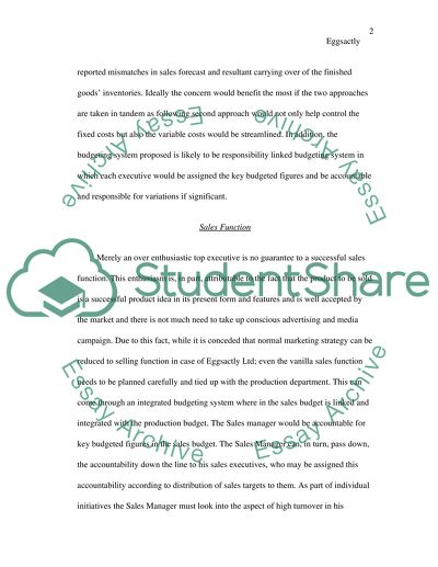 Sales Function and Budgeting Process