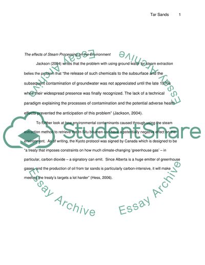 Effects of the Alberta Tar Sands Development on the Environment