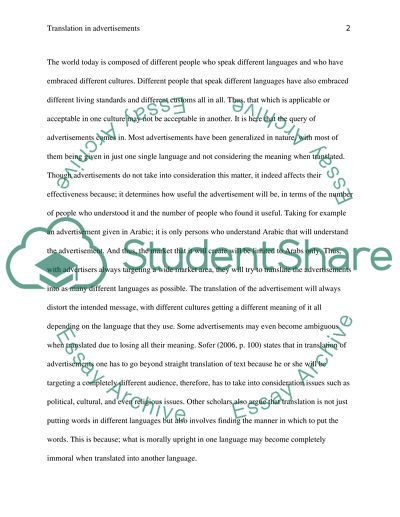 The Translation of the Advertisement