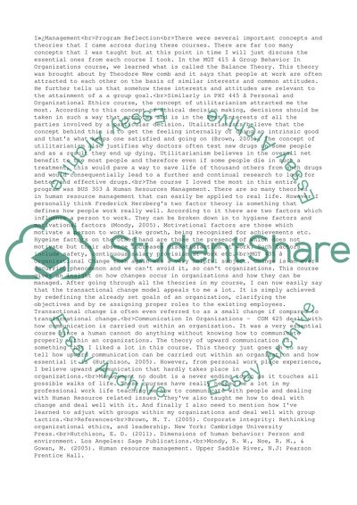 My Development in the Management Course