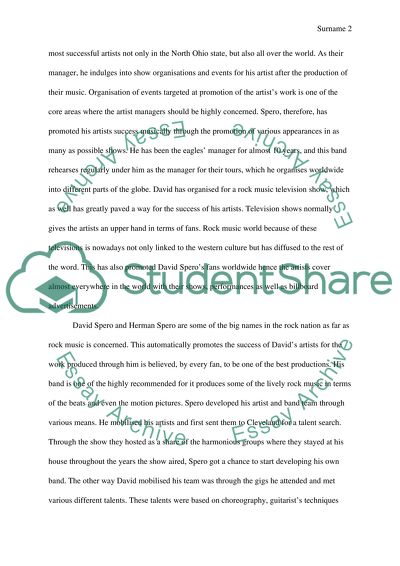 David Spero as an Artist Manager