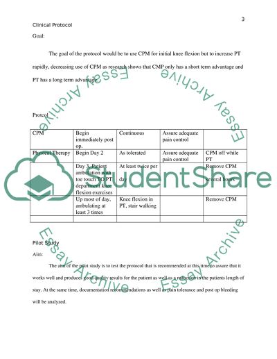 Post Operative Use of CPM