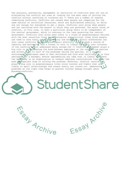 Conflict Management and Resolution