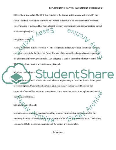 Implement capital investment