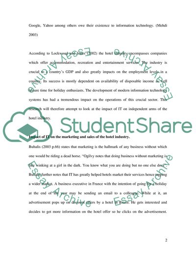 The Impact of IT on the Hotel Industry