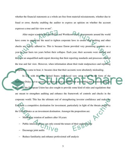 The Improvement of the European Auditing Industry