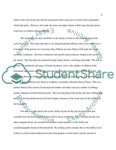 Joirnal Summary on Risk of Poverty