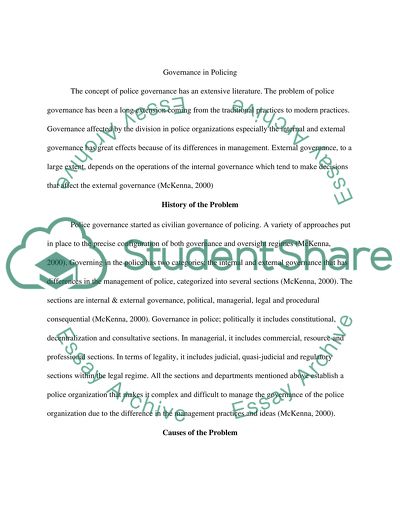 The Concept of Police Governance