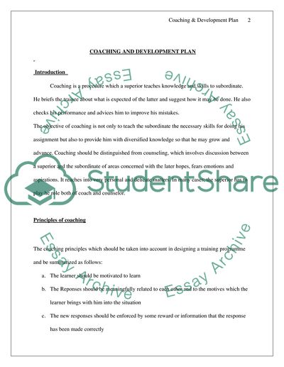 Coaching and Development Plan