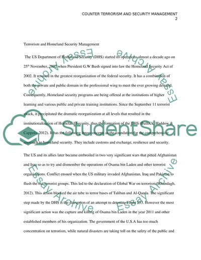 Counter Terrorism and Security Management