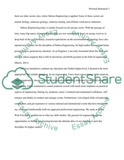 MSc Subsea Engineering and Management Personal Statement