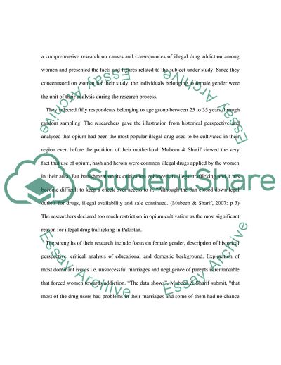 Causes of Illegal Drugs Consumption Among Women