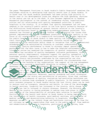 Management Practices in Saudi Arabias Public Hospitals