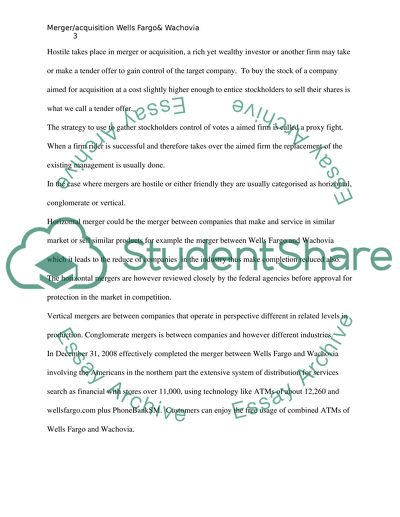 Merger and Acquisition Between Wells Fargo and Wachovia