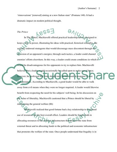 Niccolo Machiavelli and the Modern World