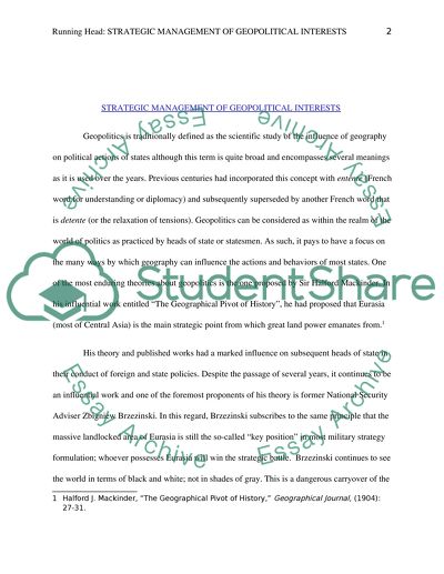 Strategic Management of Geopolitical Interests