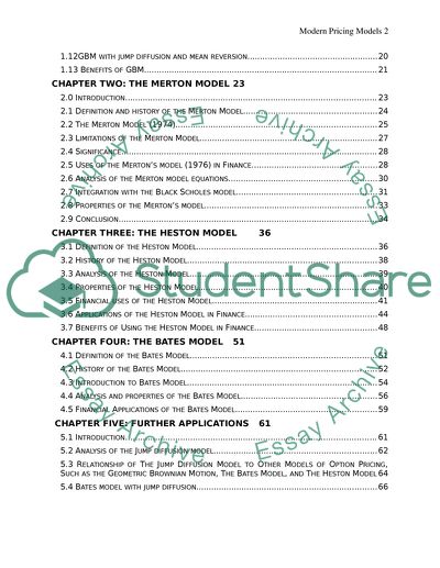 Modern pricing models