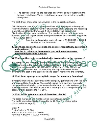 Pricing Structure- ABC Costing System