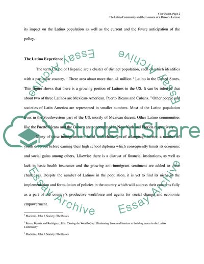 The Latino Community and the Issuance of a Drivers License
