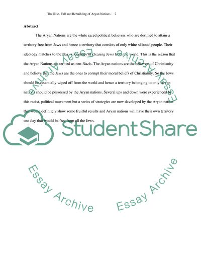 The Aryan Nations as a Racist Political Movement: the Basic Ideology of the Neo-Nazi Movement