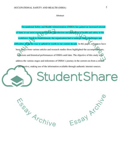 Occupational Safety and Health Administrations Gains