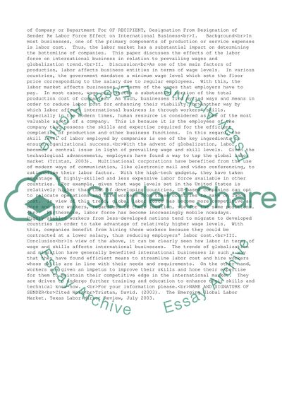 Labor Force Effect on International Business