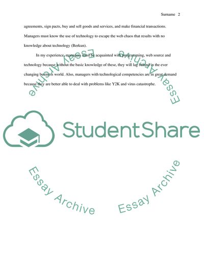 Information systems for managers