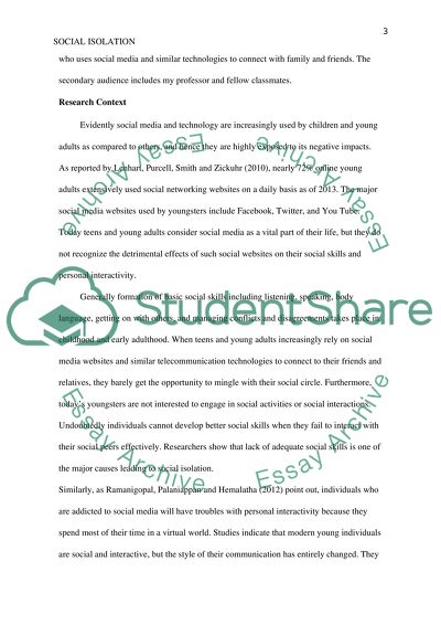 Social Isolation Prompted by Technology and Social Media