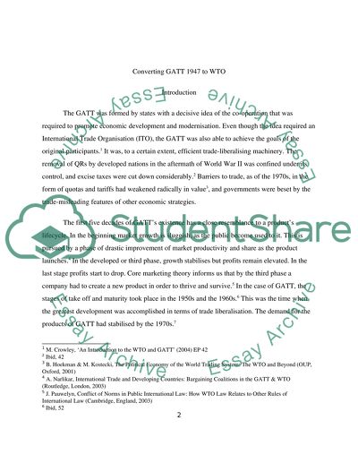 Converting GATT 1947 to the World Trade Organisation