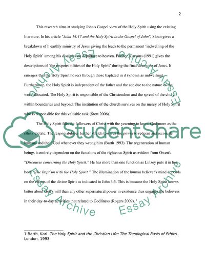 The Gospel Of Johns View Of The Role Of The Holy Spirit