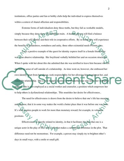 Human Existential Needs individual response 1