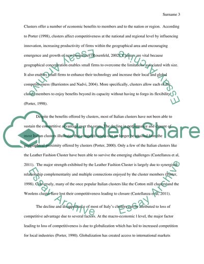 Italian Clusters: Porters Theory