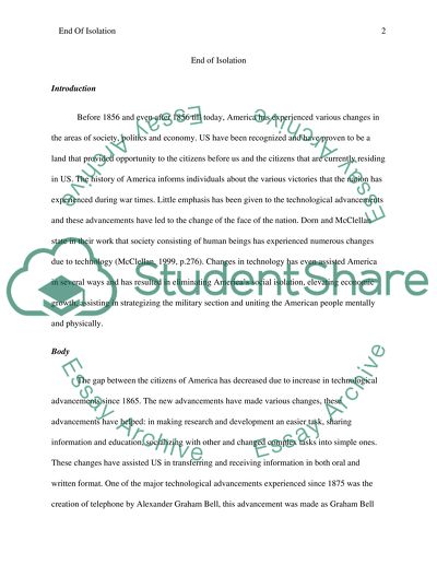 End of Isolation in America