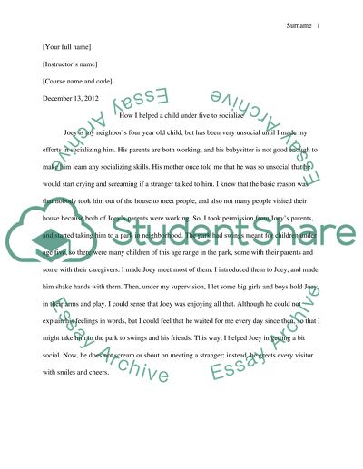 How I Helped a Child under Five to Socialize