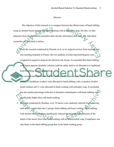 Alcohol-Based Solution vs Standard Handwashing