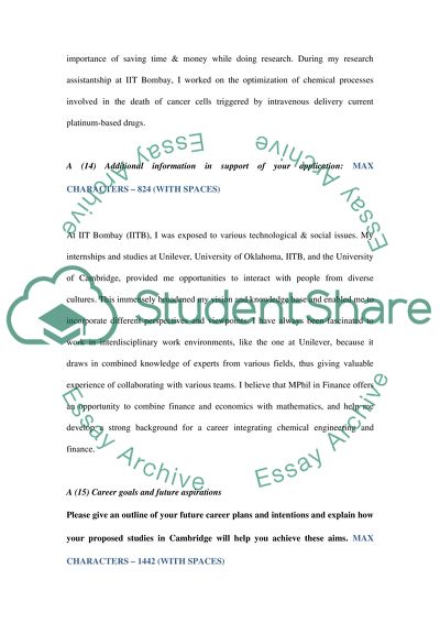 Master in Finance Admissions Essays