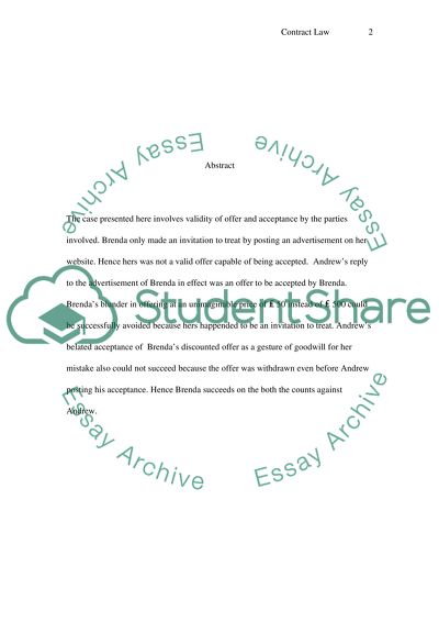 Contract Law on Offer and Acceptance