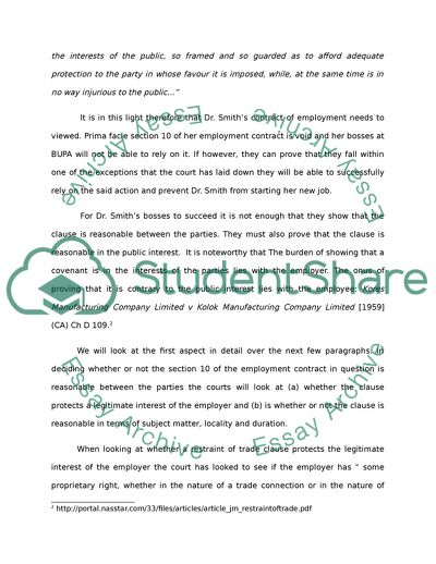 Contracts or Covenants for the Restraint of Trade