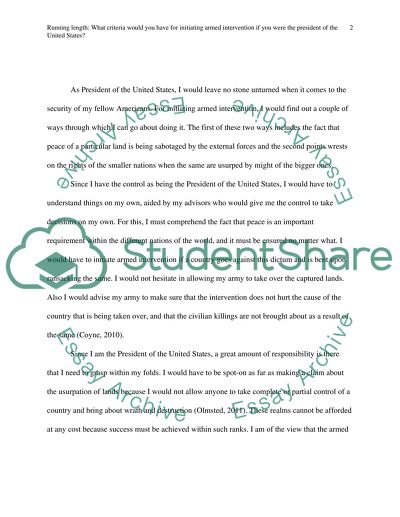 Criteria for Initiating Armed Intervention