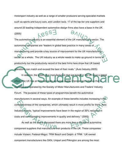 Auto Industry Development in the UK